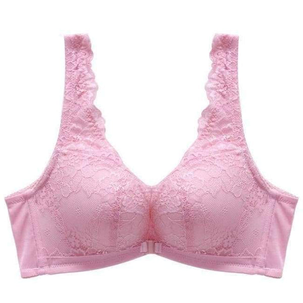 Planet Gates Pink / 70A Seamless Wire Free Front Closure  Adjustable Lace Bra Women Thick Push Up Vest Small Breasts 5/8 Cup Sexy Underwear
