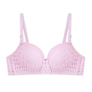 Planet Gates pink / 70B New Comfort B Cup Thin Lace Girl Wire Free Bra Push Up Traditional Sexy Women's Underwear Bra Bow Decoration Underwear
