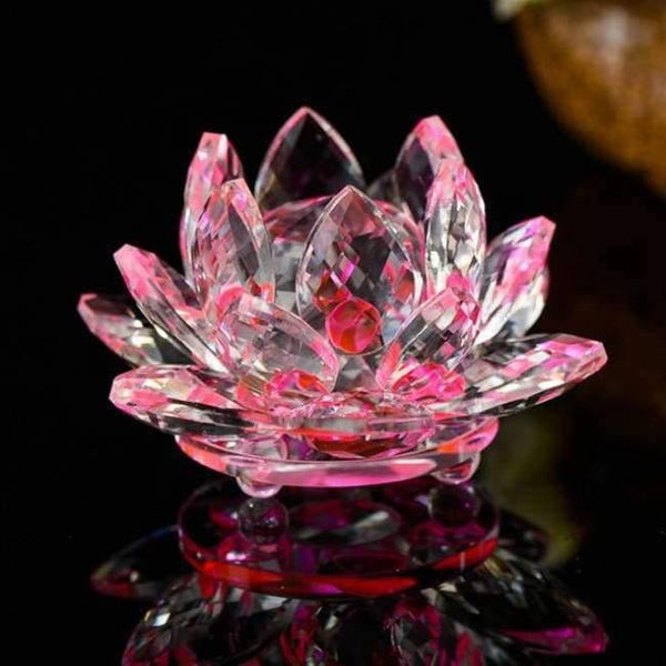 Planet Gates Pink 85mm Crystal Lotus Crafts Glass Flower Miniatures Paperweight Table Ornaments Gift Home Decoration Accessories
