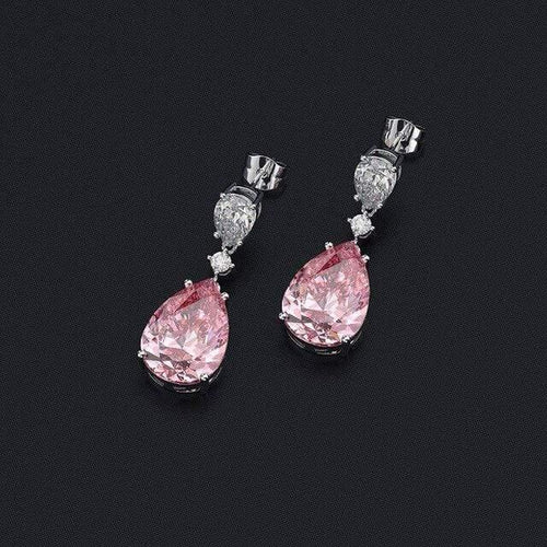 Planet Gates Pink 925 Sterling Silver Sapphire Gemstone Drop Dangle Diamonds Anniversary Earrings Fine Jewelry Gift Wholesale