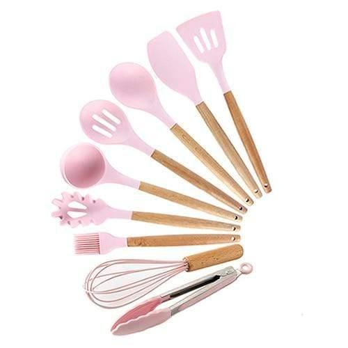 Planet Gates Pink 9pcs-A 9/10/12pcs Cooking Tools Set Premium Silicone Kitchen Cooking Utensils Set With Storage Box Turner Tongs Spatula Soup Spoon