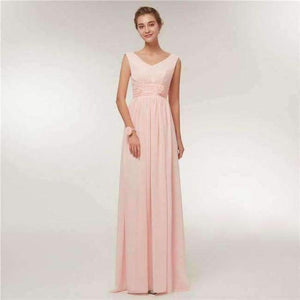 Planet Gates Pink A / 4 Emily Bridesmaid Dresses 2018 Chiffon Long Pink  A-Line Sleeveless Wedding Party Prom Girl Dresses Graduation