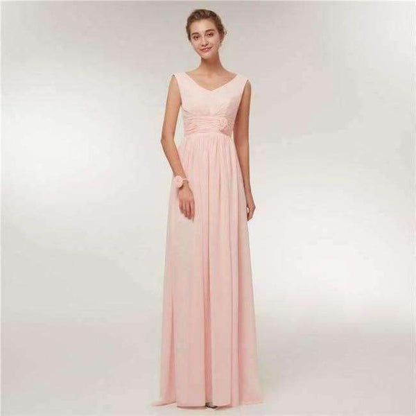 Planet Gates Pink A / 4 Emily Bridesmaid Dresses 2018 Chiffon Long Pink  A-Line Sleeveless Wedding Party Prom Girl Dresses Graduation
