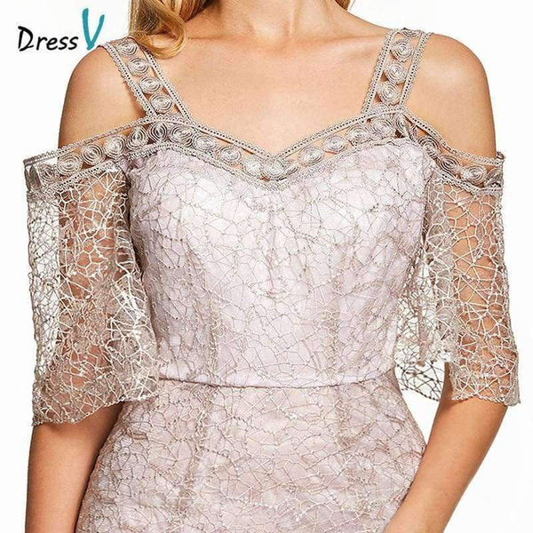 Planet Gates Pink a line long evening dress backless cheap straps half sleeves wedding party formal dress lace evening dresses