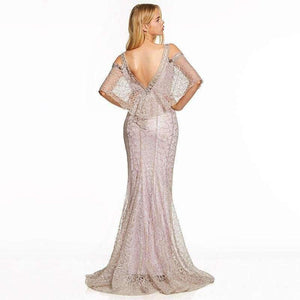 Planet Gates Pink a line long evening dress backless cheap straps half sleeves wedding party formal dress lace evening dresses