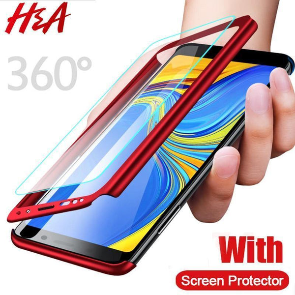 Planet Gates Pink / A8 2018 H&A 360 Full Protection Case For Samsung Galaxy J4 J6 Plus J8 2018 PC Shockproof Cover For Samsung A7 A7 A8 Plus 2018 Case Glass
