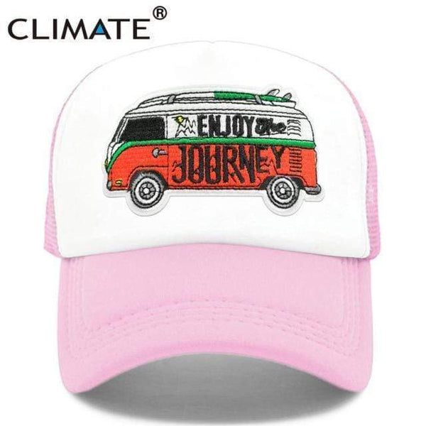 Planet Gates Pink / Adult 55to59cm head Road Trip Cap Enjoy Drive Tour Trucker Cap Car Journey Vacation Mesh Cap Hip Hop Summer Hat Caps for Men Family Journey
