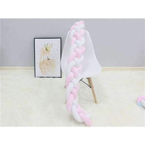 Planet Gates Pink and white 4 Braids 2 Meter Knot Soft Baby Bed Bumper Crib Sides Newborn Crib Pad Protection Cot Bumpers Bedding for Infant