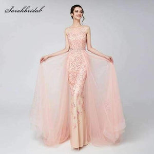 Planet Gates Pink as picture / 2 / China New Arrivals Long Elegant Luxury Blush Evening Dresses Tulle Beading Prom Gowns Actual Images LSX576
