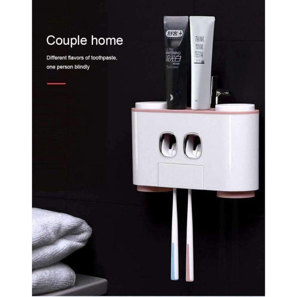 Planet Gates PINK Automatic Toothpaste Dispenser Washing Set Toothpaste Squeezers Toothbrush Holder Cup Wall Mount Bath Set Bathroom Accessories