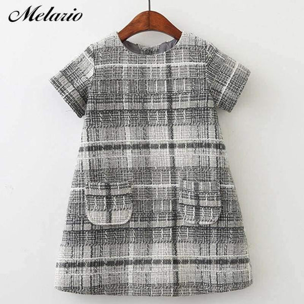 Planet Gates Pink AZ1209 / 3T Girls Dress  New Brand Girls Clothes European And America Style Kids Clothes Plaid Pocket Design Baby Girls Dress