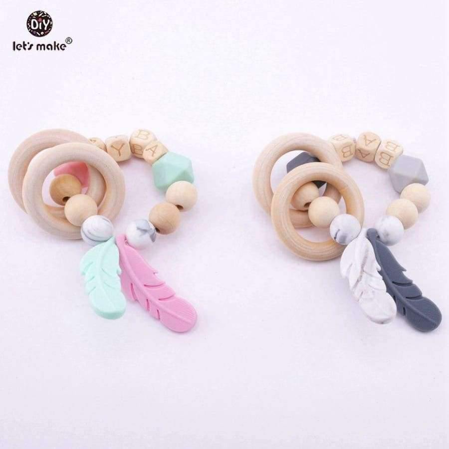 Planet Gates Baby Nursing Feather Bracelet 1pc Wooden Teething Beads DIY Jewelry Private Personalized Baby Toy Bracelet Teether