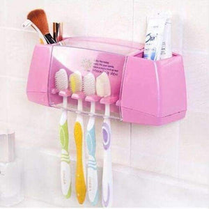 Planet Gates Pink BAISPO Multifunctional toothbrush holder storage box bathroom Products bathroom accessories  suction hooks tooth brush holder