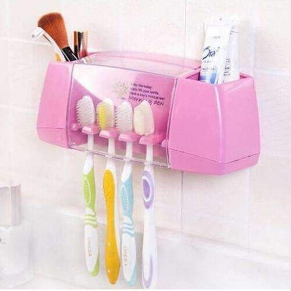 Planet Gates Pink BAISPO Multifunctional toothbrush holder storage box bathroom Products bathroom accessories  suction hooks tooth brush holder