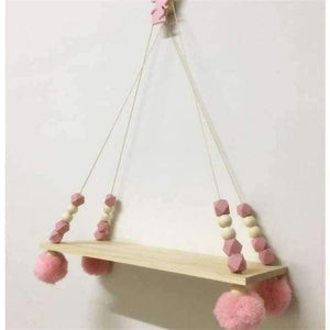 Planet Gates pink ball shelf Bedroom wall shelves DIY Original Wood Beads Wall Shelf Storage Shelves Organization swing shelves Home Decor