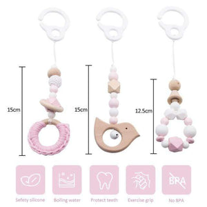 Planet Gates Pink bird Baby Toys Wooden Play Gym Hanging Mobile Bed Holder Star Pendant Stroller Baby Toy Bell Wood Rattle Ring Newborn Educational Toy