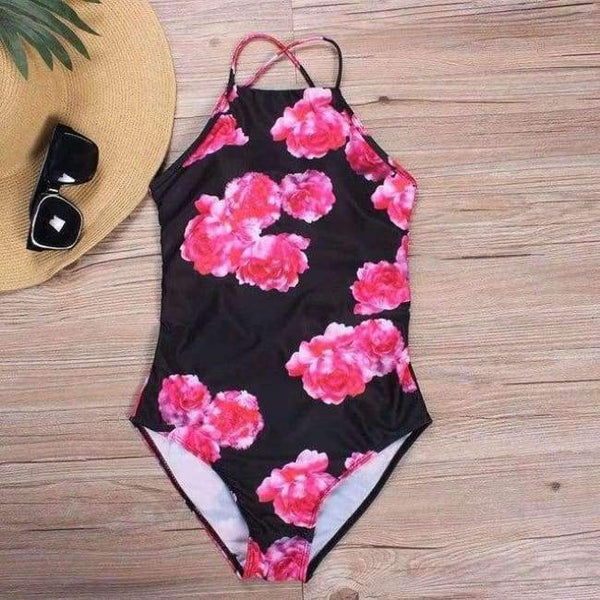 Planet Gates Pink Black / L Women Floral Print One Piece Swimwear For Beach Wear Bathing Suits Female's High Quality Sexy Swimsuits