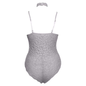 Planet Gates Pink bodysuit / L / China Elegant Floral Red Lace Bodysuit Women Backless Deep V Neck Sexy Bodysuit Bodycon Halter Sleeveless Jumpsuit Romper