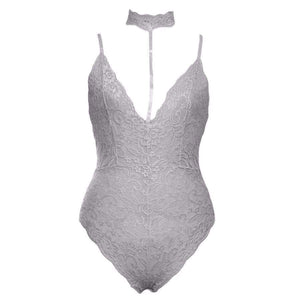 Planet Gates Pink bodysuit / L / China Elegant Floral Red Lace Bodysuit Women Backless Deep V Neck Sexy Bodysuit Bodycon Halter Sleeveless Jumpsuit Romper