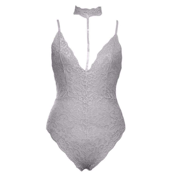 Planet Gates Pink bodysuit / L / China Elegant Floral Red Lace Bodysuit Women Backless Deep V Neck Sexy Bodysuit Bodycon Halter Sleeveless Jumpsuit Romper