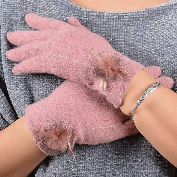 Planet Gates pink [BYSIFA] Winter Mink ball Wool Women Gloves Fashion Warm Ladies Thick Gloves Elegant Soft Mittens Gloves Pink,Coffee,Grey,Black