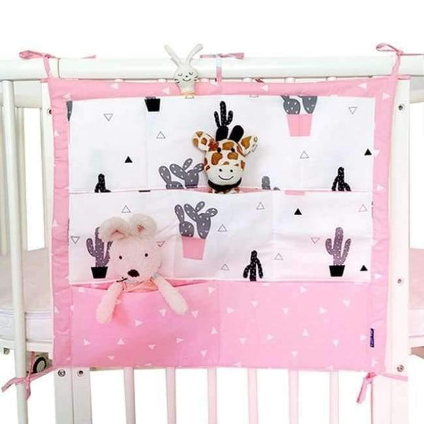 Planet Gates Pink Cactus Bed Hanging Storage Bag Baby Cot Bed Brand Baby Cotton Crib Organizer 60*50cm Toy Diaper Pocket for Crib Bedding Set