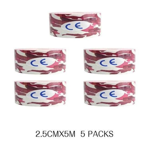 Planet Gates Pink Camo 5 Pcs/lot Sport Safety Kinesiology Tape Roll Kinesio Muscle Adhesive Bandage Protective Gear Knee Elbow Brace Suppor 2.5cm*5m