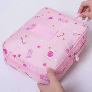 Planet Gates Pink candy Makeup bag Cosmetic bag Case Make Up Organizer Toiletry Storage Neceser Rushed Floral Nylon Zipper New Travel Wash pouch