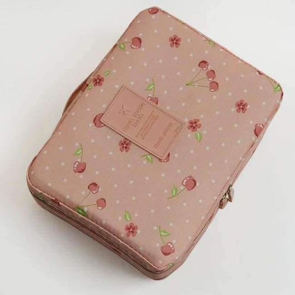 Planet Gates Pink Cherry Makeup bag Cosmetic bag Case Make Up Organizer Toiletry Storage Neceser Rushed Floral Nylon Zipper New Travel Wash pouch