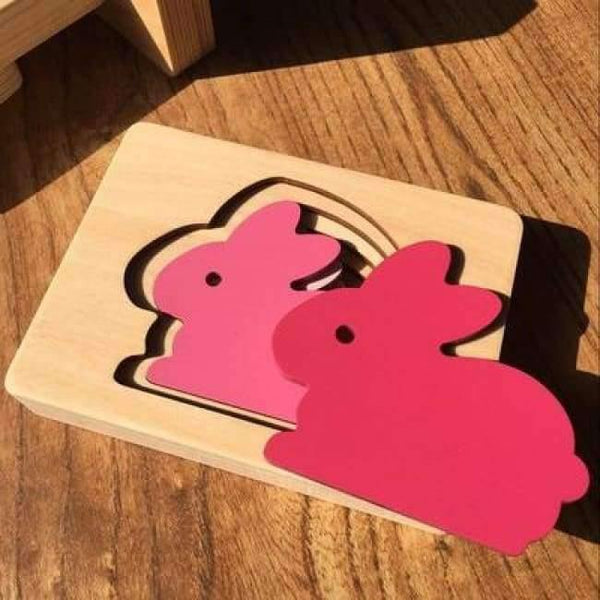Planet Gates Pink Children Toys Animal Carton 3D Puzzle Multilayer Jigsaw Puzzle Baby Wooden Toys Child Early Educational Aids Gift