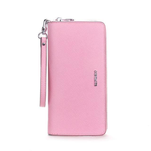 Planet Gates Women Cow Leather Clutch Ladies Continent Purses Metalic Genuine Leather Wallets Cell Phone Holder Hot Sale