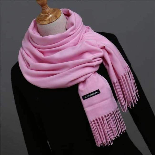 Planet Gates pink / China Women scarf soild winter cashmere scarves for ladies neck warm pashmina long shawl wraps bandana foulard female head hijab