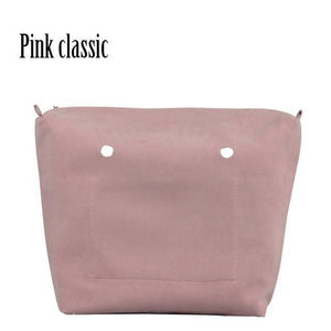 Planet Gates pink classic PU Nubuck Frosted Leather Waterproof Inner Lining Zipper Pocket for Obag Classic Mini  Lining Insert for O BAG