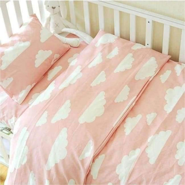 Planet Gates Pink Clauds 3pcs/set baby crib bedding set,Nursery bedding Set(pillow case+bed sheet+duvet cover)Suit Crib Size Within 130*70cm