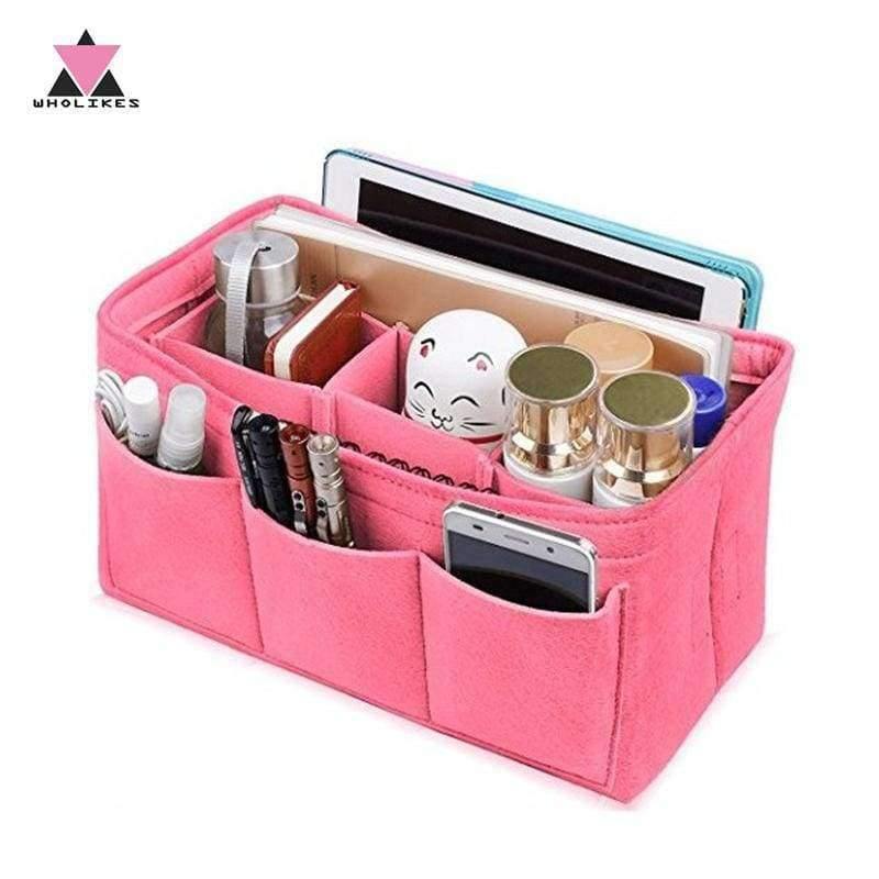 Planet Gates Pink Cloth Insert Bag Organizer Makeup Handbag Organizer Multi-functional Travel Insert Handbag Portable  Cosmetic Bags