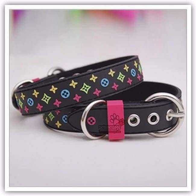Planet Gates Pink Collar / S Product For Dog Pet Collar Lead Rubber & Nylon Leather High Quality Black Brown White Dog Collar 1pcs/lot
