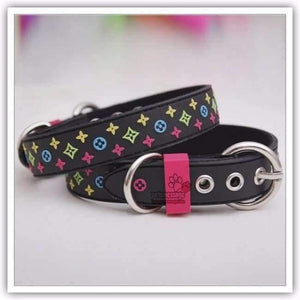 Planet Gates Pink Collar / S Product For Dog Pet Collar Lead Rubber & Nylon Leather High Quality Black Brown White Dog Collar 1pcs/lot