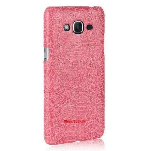 Planet Gates Pink Crocodile Snake Pattern Hard PC PU Leather Lether Phone Etui Coque Case For Samsung Galaxy J2 Prime G532 5.0 Pink Deluxe