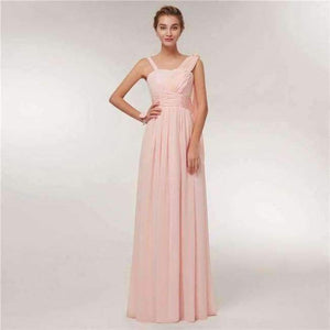 Planet Gates Pink D / 2 Emily Bridesmaid Dresses 2018 Chiffon Long Pink  A-Line Sleeveless Wedding Party Prom Girl Dresses Graduation
