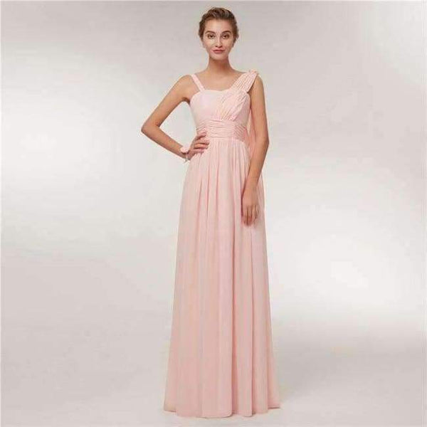 Planet Gates Pink D / 2 Emily Bridesmaid Dresses 2018 Chiffon Long Pink  A-Line Sleeveless Wedding Party Prom Girl Dresses Graduation