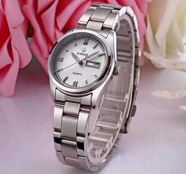 Planet Gates Pink Date Day Clock Female Stainless Steel Watch Ladies Fashion Casual Watch Quartz Women Watches
