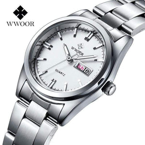 Planet Gates Pink Date Day Clock Female Stainless Steel Watch Ladies Fashion Casual Watch Quartz Women Watches