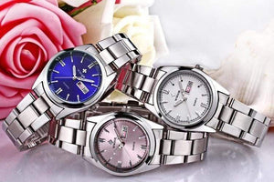 Planet Gates Pink Date Day Clock Female Stainless Steel Watch Ladies Fashion Casual Watch Quartz Women Watches