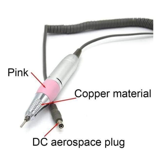 Planet Gates Pink-DC-C Nail Drill Handle Handpiece For Electric Nail Art Manicure + Pedicure Drill Machine Accessory Tool DC 3V-DC 18V 1A