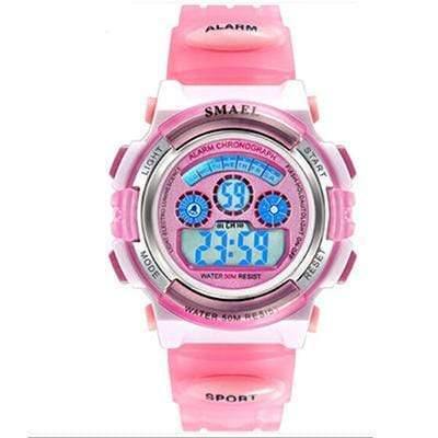 Planet Gates Pink Digital 1 Girls Digital SMAEL LCD Digital Watches Children 50M Waterproof Wristwatches 0704 LED Student Watches Girls