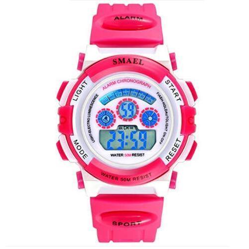 Planet Gates Pink Digital 1 LCD Digital Watches Children 50M Waterproof Wristwatches Shock Resistant Free Gift Box for Watches Girls0704