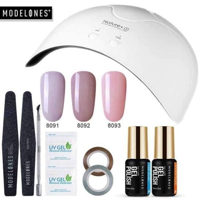 Planet Gates Black DIY Nail Art Practice Nail Gel Tools Set Nature+16W Led Lamp Nail Dryer Soak Off 3 Colors UV Gel Base Top Coat In Set