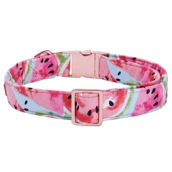 Planet Gates Pink Dog Collar and Leash Set with Bow Tie for Big and Small Dog Cotton Fabric Collar Rose Gold Metal  Buckle  Pet Products