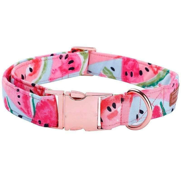 Planet Gates Pink Dog Collar and Leash Set with Bow Tie for Big and Small Dog Cotton Fabric Collar Rose Gold Metal  Buckle  Pet Products