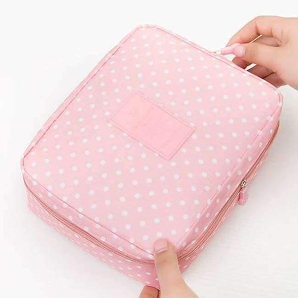 Planet Gates Pink Dot Makeup bag Cosmetic bag Case Make Up Organizer Toiletry Storage Neceser Rushed Floral Nylon Zipper New Travel Wash pouch